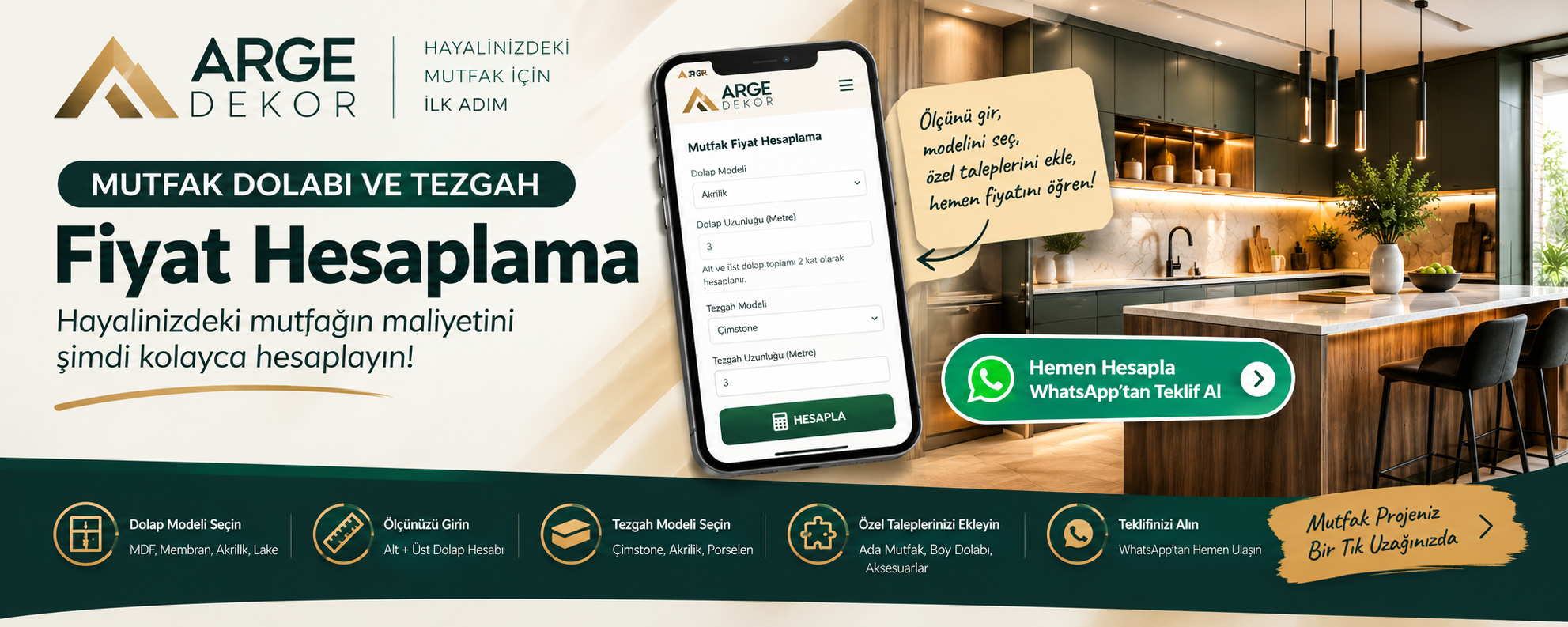 Arge Dekor Ankara mutfak fiyat hesaplama